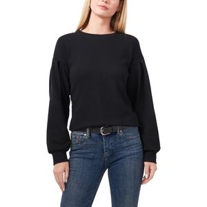 Vince Camuto Pleat Rib Top With Dropped Shoulders In Black